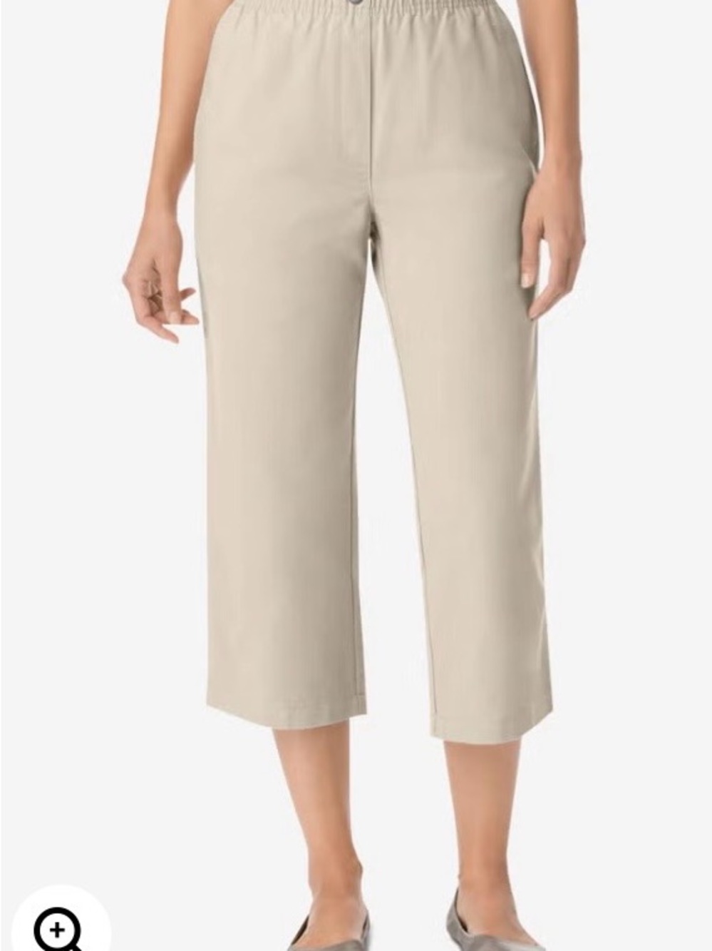 Woman Within 7-Day Pull-On Cotton Denim Capri Jeans in Light Beige